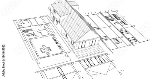 residential architecture plan 3D rendering	
