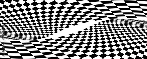 Race flag. Speed flag design. Car rally competition. Black and white squares pattern. Vector illustration