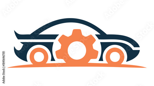 Automotive repair and service logo concept with car and gear icon