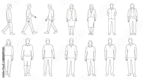 Collection of various people in different poses and outfits