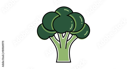 Stylized broccoli floret illustration on clean white backdrop for healthy food designs