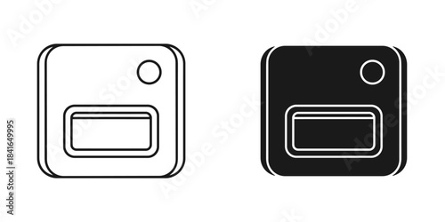 Black and white icons of a jerrycan or fuel container with a handle