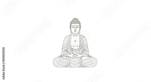 Serene Buddha Illustration: A Meditative Pose of Spiritual Harmony and Enlightenment