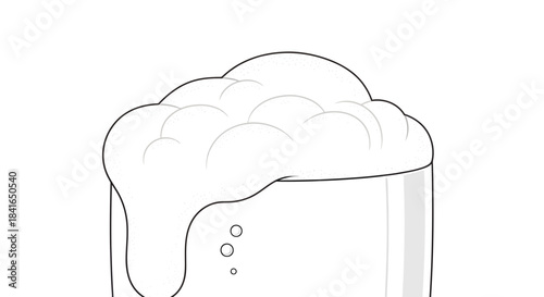 Simple illustration of foamy beer in a glass with monochrome color palette minimal style