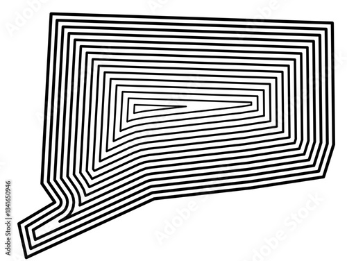 Symbol Map of the State Connecticut (United States of America) showing the state border buffered inside with black tapering lines