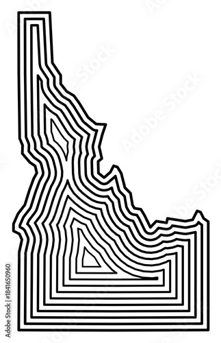 Symbol Map of the State Idaho (United States of America) showing the state border buffered inside with black tapering lines