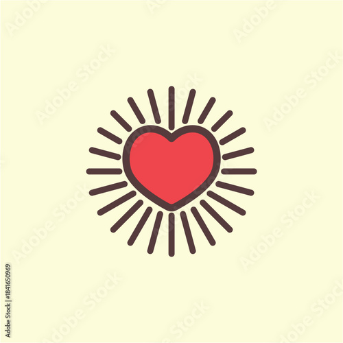 Heart like rise in yellow background