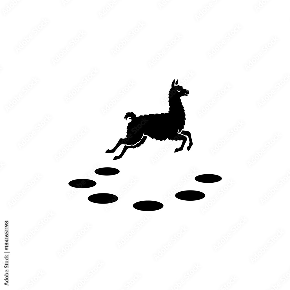 Obraz premium Llama silhouette window cut light focus vector illustration