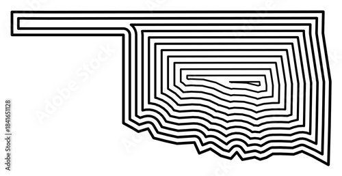 Symbol Map of the State Oklahoma (United States of America) showing the state border buffered inside with black tapering lines