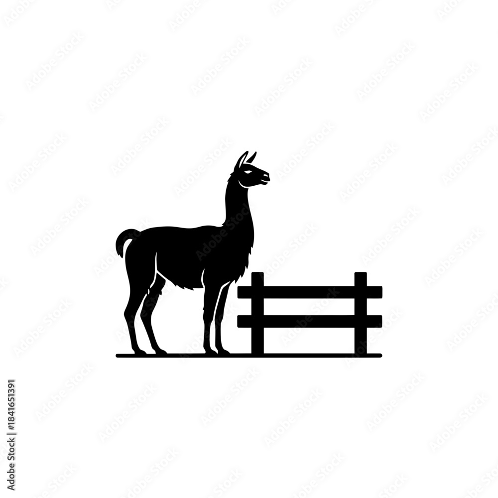 Obraz premium Llama silhouette side view full body balance vector illustration