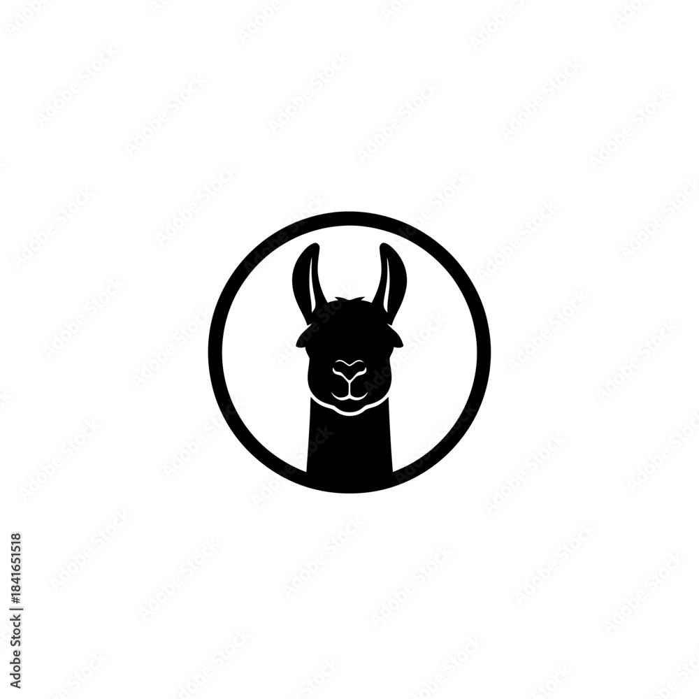 Obraz premium Llama silhouette gentle walk open space vector illustration