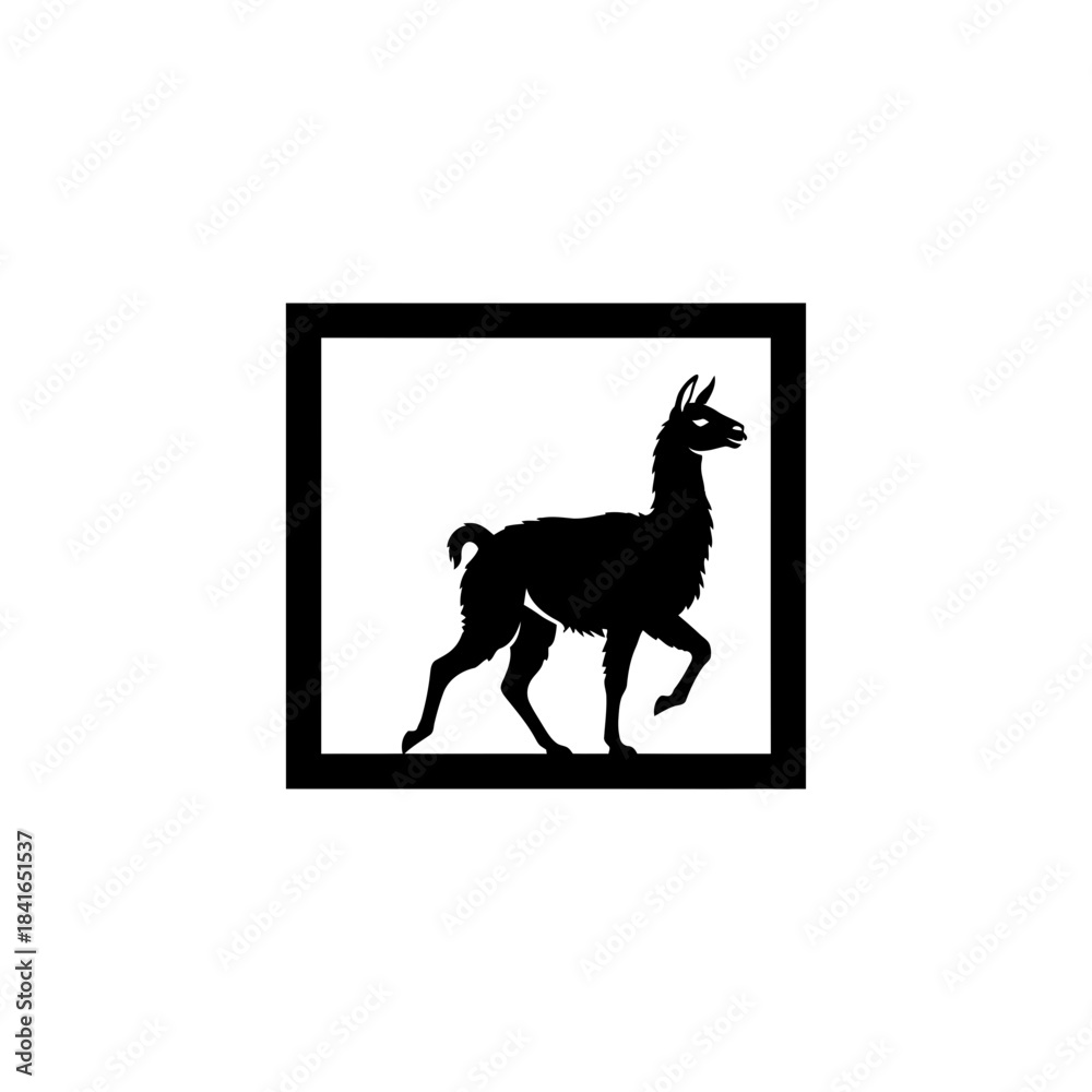 Obraz premium Llama silhouette fractured frame escape story vector illustration