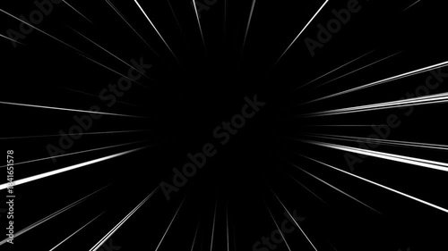 Cartoon concept abstract anime speed line, White speed lines isolated on a black background. Anime comic book effects action speed lines animation, Anime speed line moves attack effect animation.