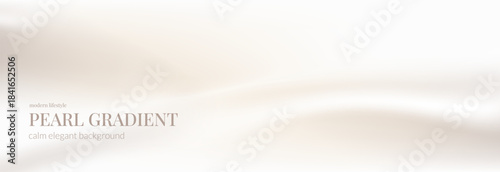Calm fashion pearl beige gradient. Neutral abstract pastel background. Light brown blending colors with folded waves. Vector soft beige backdrop. Ombre cream blank. Subtle pearl light gradation.