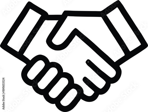 Handshake Icon – Business Agreement, Partnership Deal, Collaboration Symbol, Line Style Vector Illustration