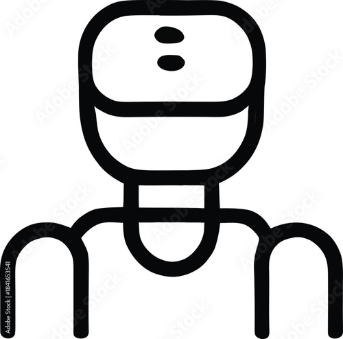 Robot Icon – Artificial Intelligence Humanoid, Machine Automation Line Art, Future Technology Vector Illustration