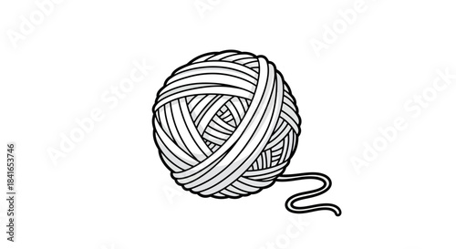 Illustration of a woolen yarn ball for crafting projects and handmade artistry