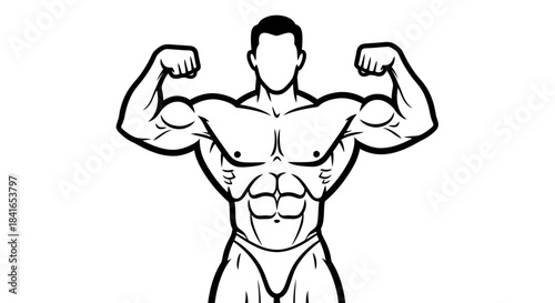 Illustrative depiction of a male bodybuilder striking a pose, enhanced physical prowess