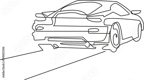 One Line Sports Car Illustration - Abstract Vehicle Rear View Sketch -Single Line Racing Car Design - Modern Supercar Art - car, sports car, vehicle, automobile, continuous line,