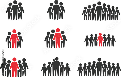 Leadership and teamwork concept with human figures