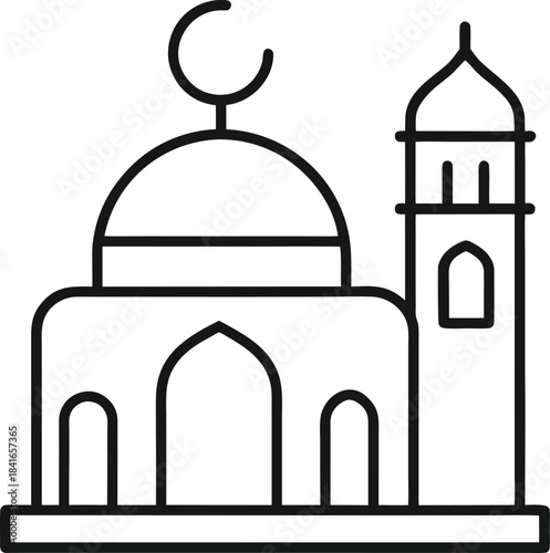 mosque outline vector illustration on white background.