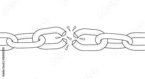 Fragmented metallic chain symbolizing disconnection, severance, and the strength to break free