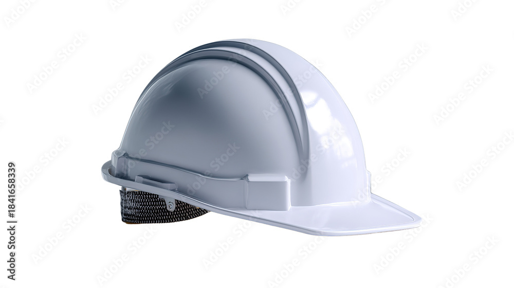 Fototapeta premium White plastic construction safety hard hat headwear isolated object for industrial head protection