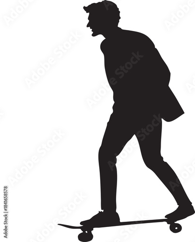 Skateboarder Silhouette in Action: Capturing a dynamic moment of a skateboarder mid-trick, highlighting the balance and agility involved in the sport.