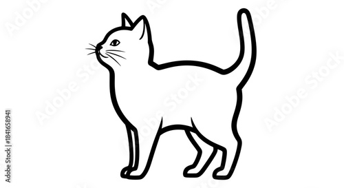 Elegant feline outline illustration in black and white for creative projects and backgrounds