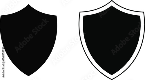 Black shield icon set on white background