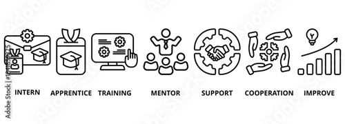 Trainee banner lineal icon vector illustration