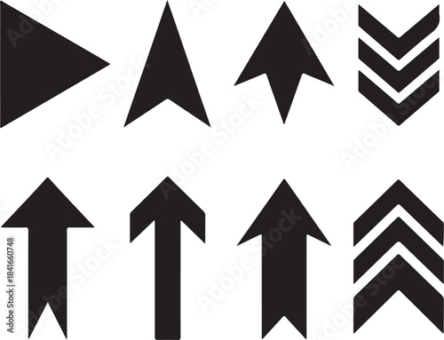 Collection of black arrows on white background icons set