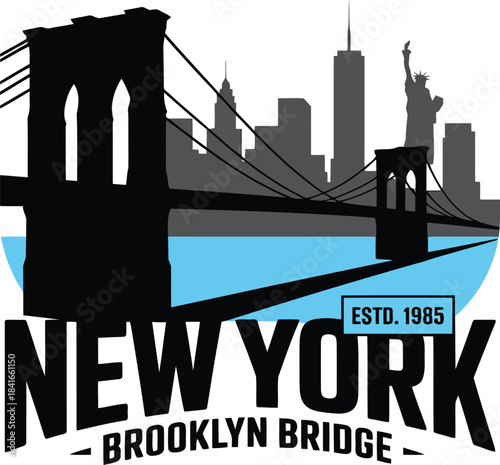 New york brooklyn bridge cityscape illustration