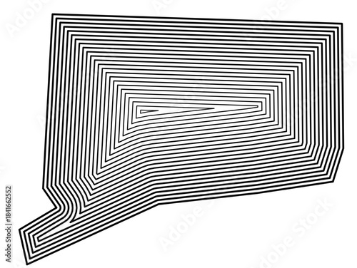 Symbol Map of the State Connecticut (United States of America) showing the state border buffered inside with black tapering lines
