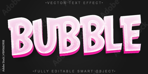 Bubble Gum Sweet Candy Bubble Gum Gummy  Vector Fully Editable Smart Object Text Effect
