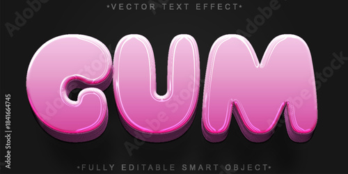 Bubble Gum Candy Sweet Vector Fully Editable Smart Object Text Effect