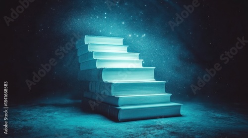 Books staircase education knowledge growth success concept