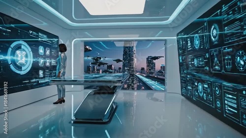 Futuristic Interface: Exploring Interactive Holographic Technology in a Modern Interior