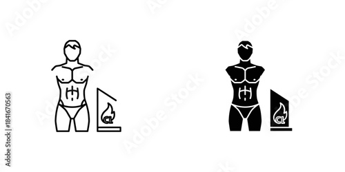 Male body fat burning metabolism icon set for fitness and health concepts
