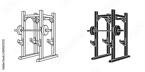 Smith machine icon set for gym and fitness training