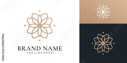 Elegant flower geometry logo icon design
