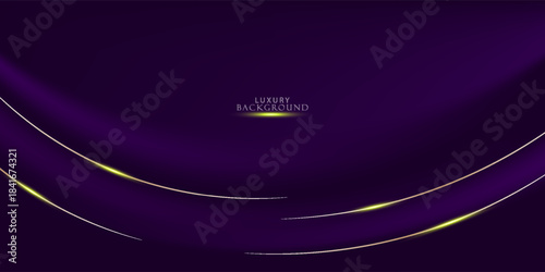 A luxurious and elegant background using a dark purple tone as the base, giving a sense of depth and darkness. Golden and white curved lines run horizontally and diagonally.