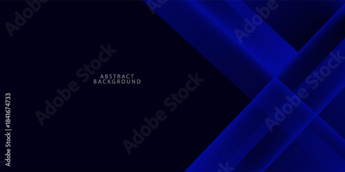 An abstract background using black and dark blue tones creates a sense of depth and movement in the image. The pattern consists of lines and angles that appear to form continuous paths or dimensions.