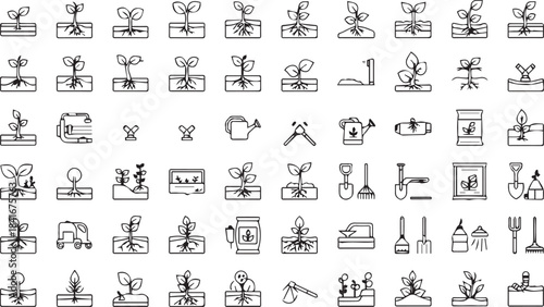 Agriculture, Gardening, and Farming Icons Set