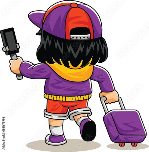 Woman Cartoon Traveller Worker