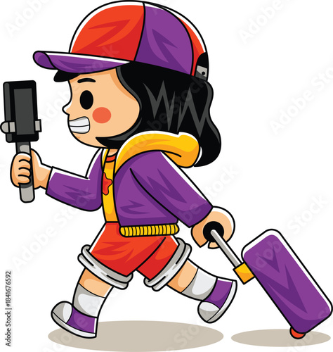 Woman Cartoon Traveller Worker