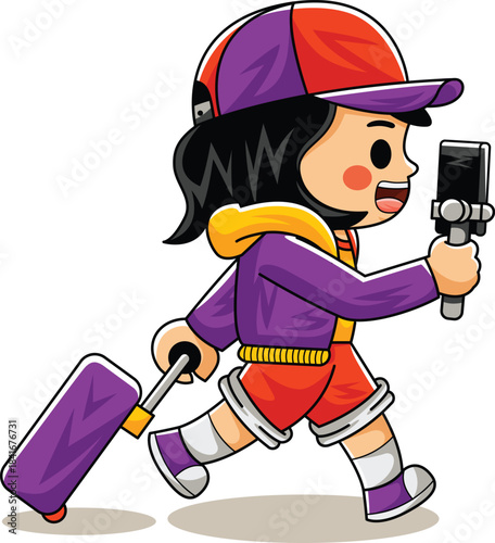 Woman Cartoon Traveller Worker