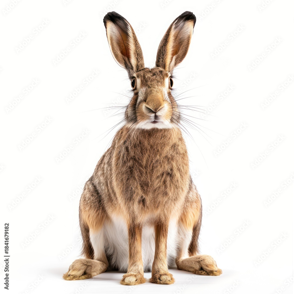 Obraz premium Alert Hare Isolated on White