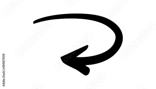 手書きのカーブした矢印 リバース 戻る 回転