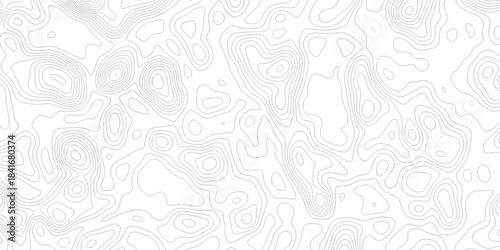 Minimal area white line geometric grid topo map outline. paper curve counter map and wavy topography. relief discovery area white, black line texture background.